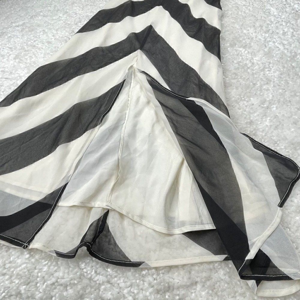Christopher John Roberts Black White Chevron Slip Maxi Dress NEW - Picture 10 of 16
